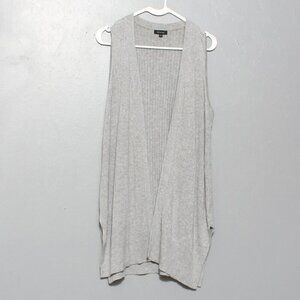 Verve Ami gray ribbed sleeveless duster cardigan vest sweater
